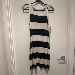 Black and White Striped Midi Dress